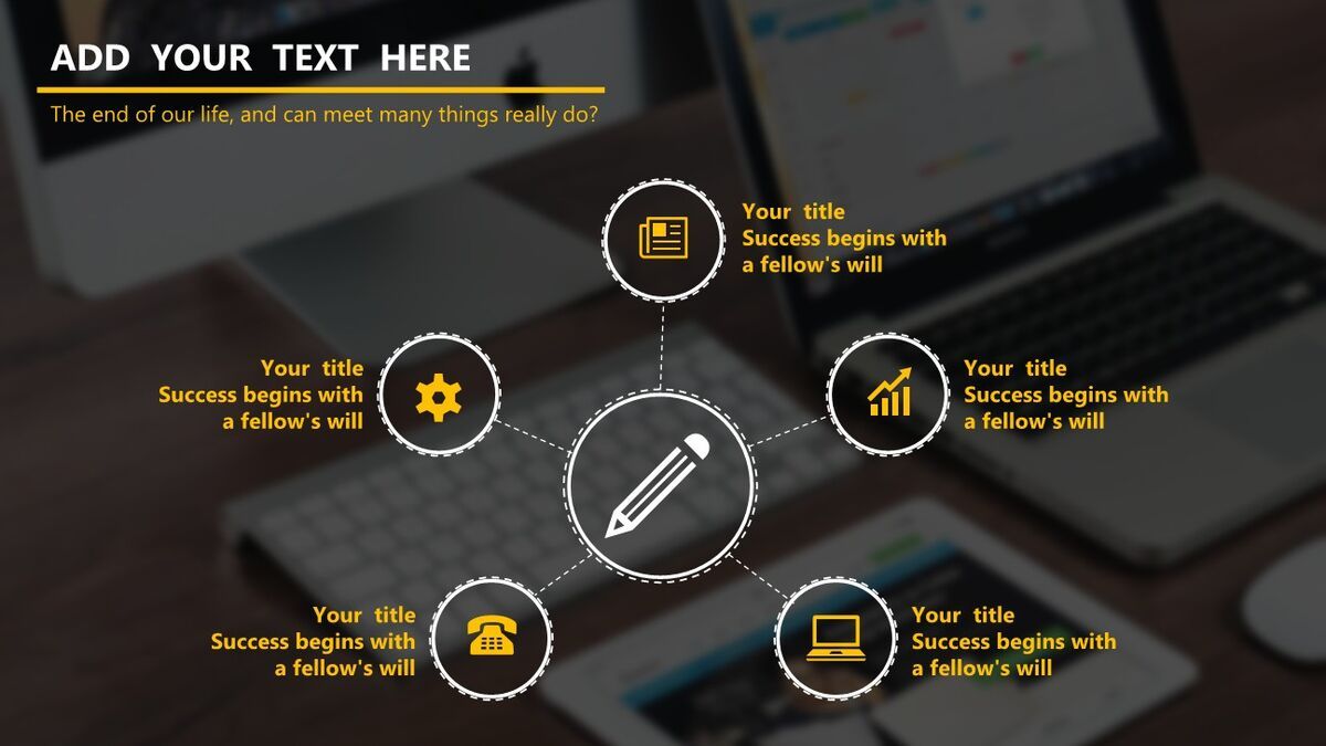 高端电脑桌面风格PPT模板6