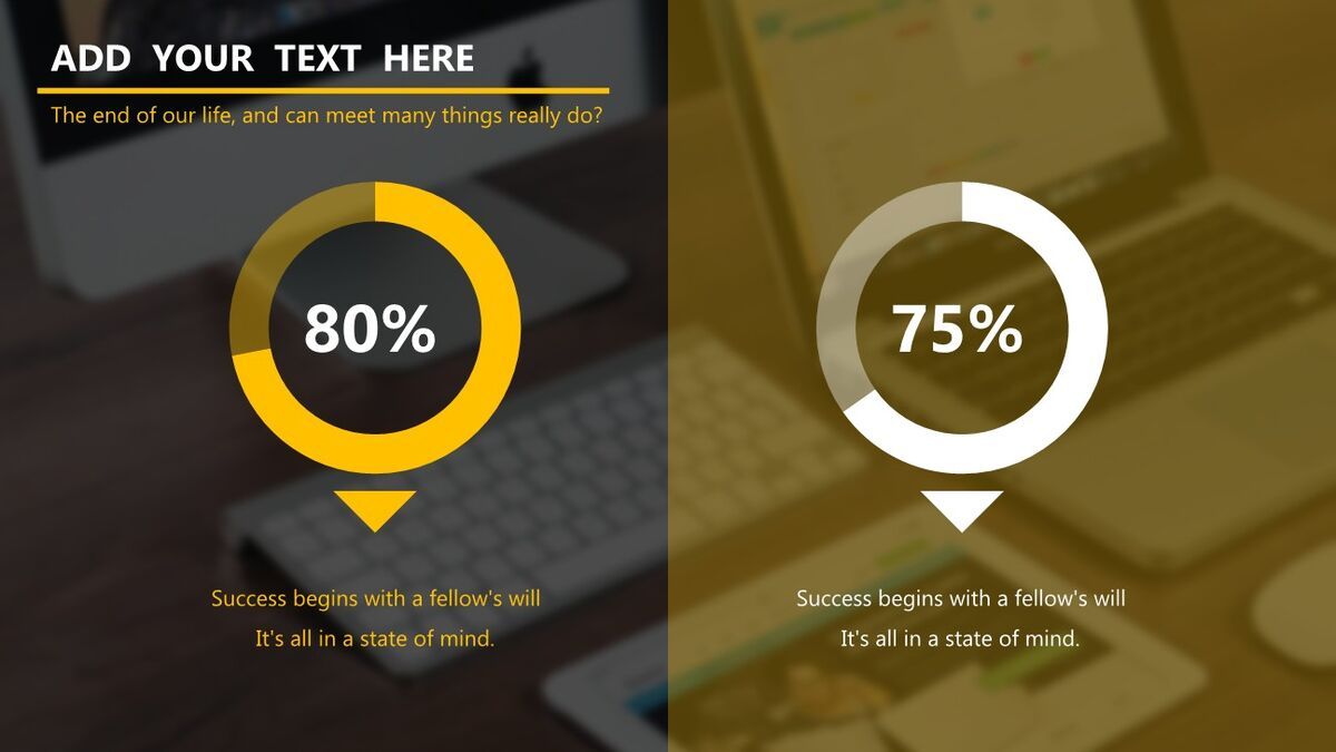 高端电脑桌面风格PPT模板8