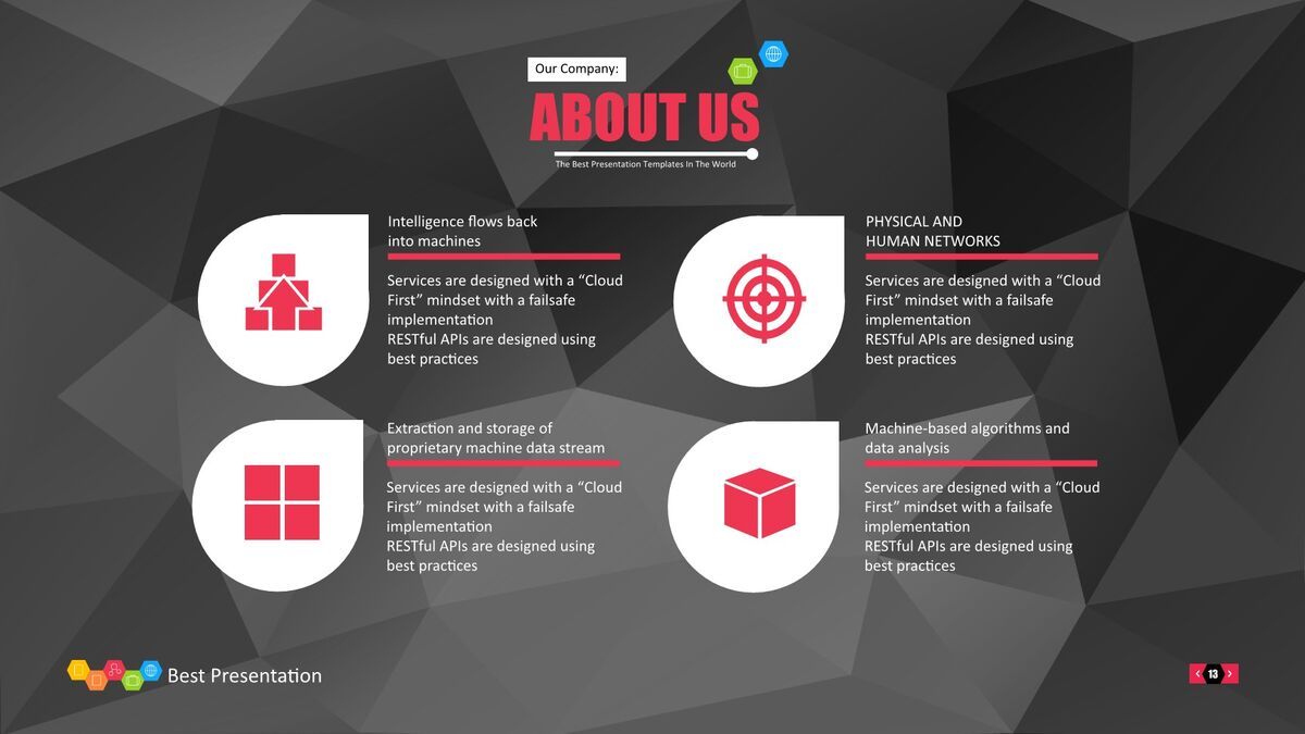 黑色低面背景创意PPT4