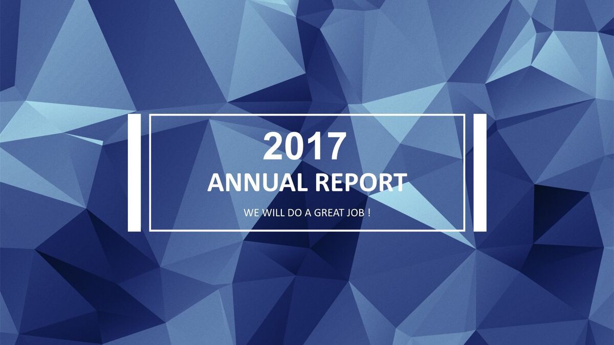 蓝色低面多边形PPT模板0