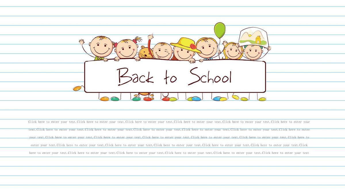 手绘卡通开学主题PPT模板3