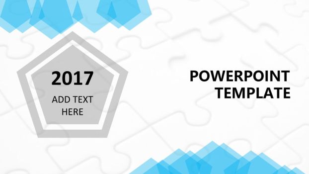 蓝色几何五边形创意商务PPT模板0