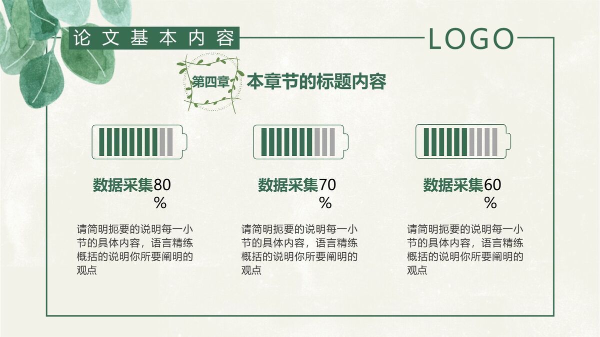 绿叶元素毕业答辩PPT模板6