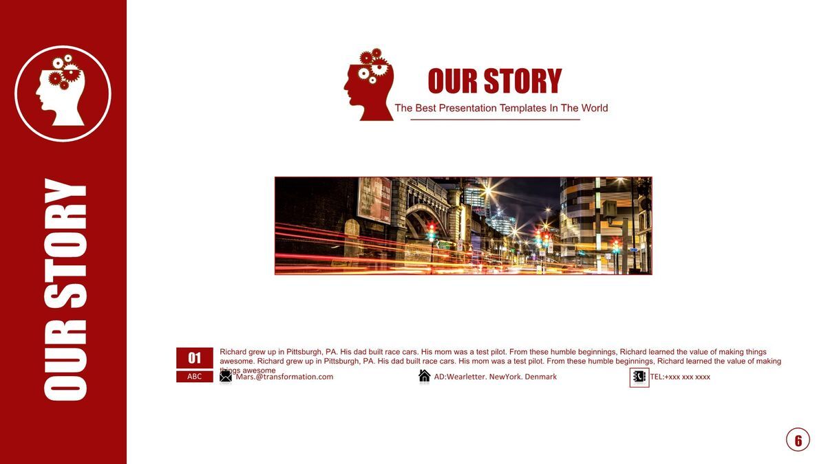 红色创意公司简介PPT模板9