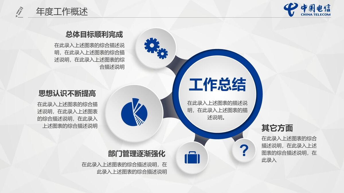 中国电信内部工作汇报PPT模板3
