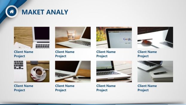 蓝色条纹渐变商务PPT模板3