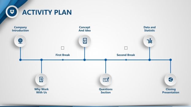 蓝色条纹渐变商务PPT模板8
