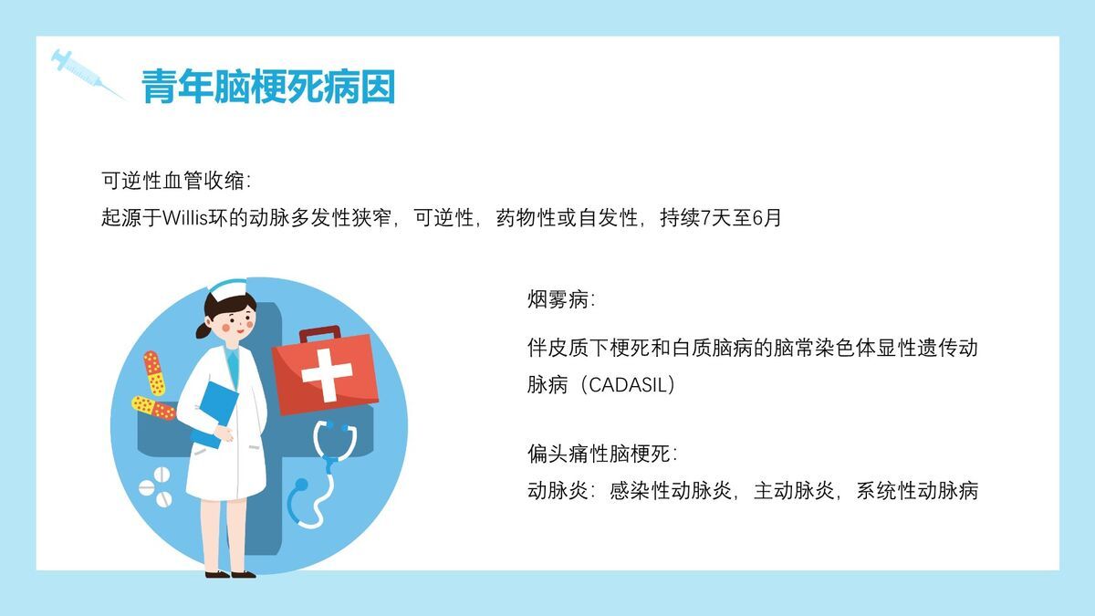 青年脑梗病例分析PPT模板6