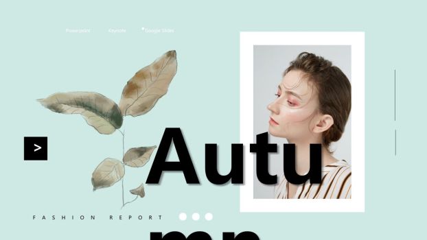 薄荷绿杂志风清新PPT模板0