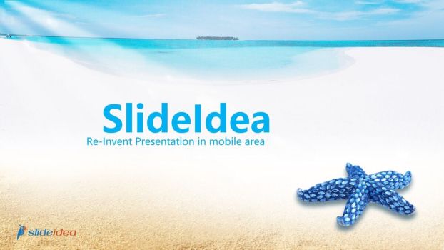 海洋沙滩海星主题PPT模板0