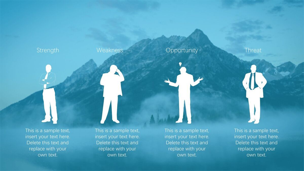 蓝色蒙版山峰主题PPT模板1