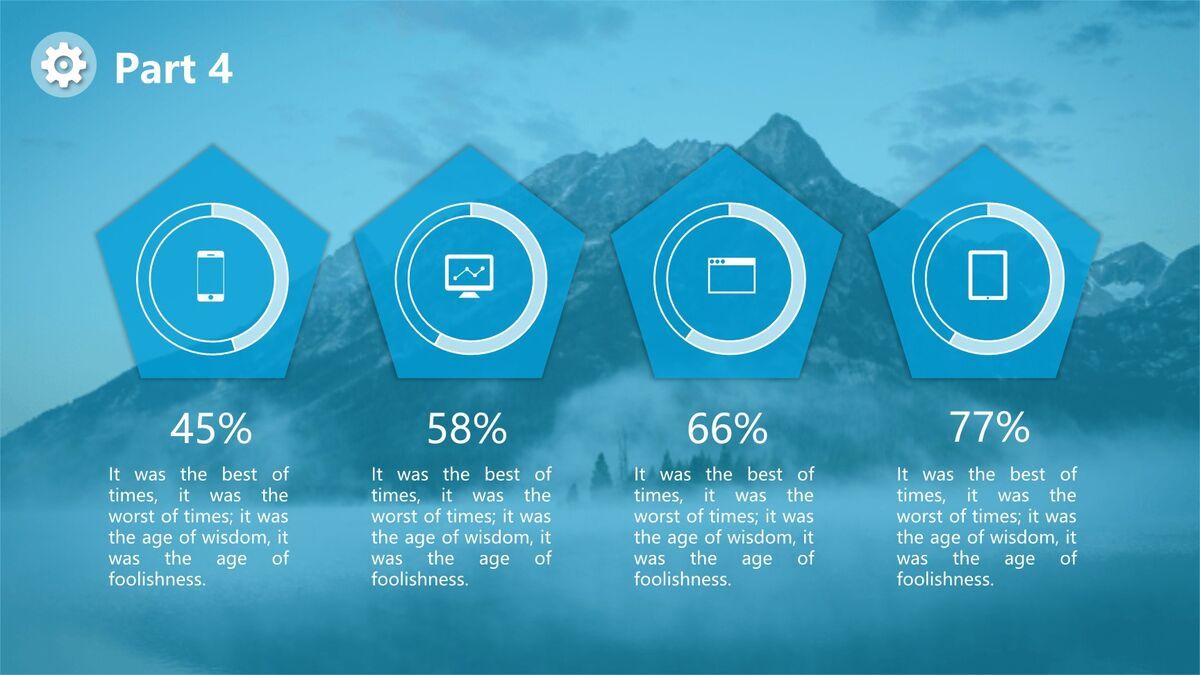 蓝色蒙版山峰主题PPT模板8
