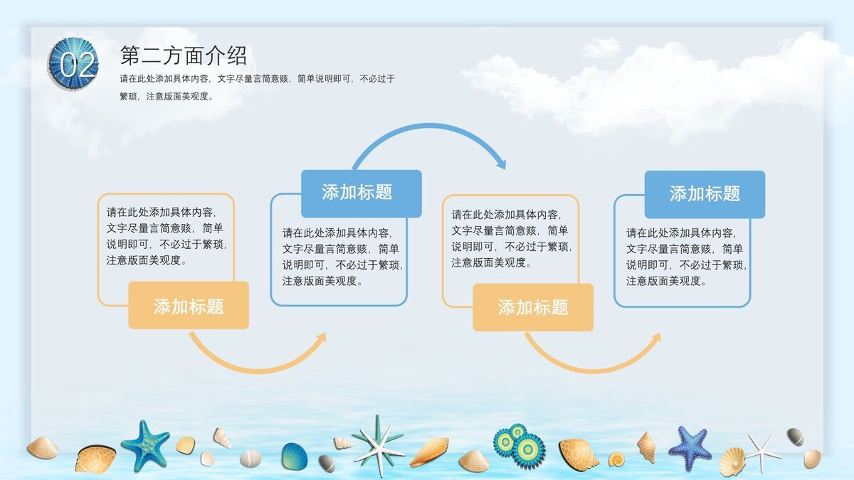 贝壳海洋主题PPT模板2