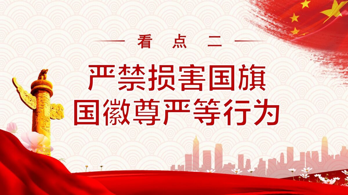 国旗国徽尊严维护教育PPT模板2