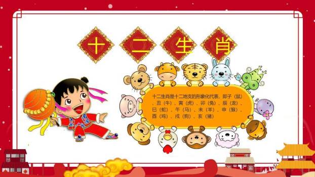 狗年雪景舞狮春节习俗宣传PPT1