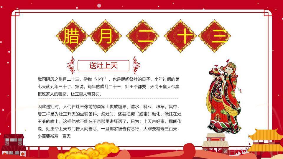 狗年雪景舞狮春节习俗宣传PPT4