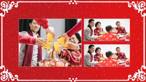 童子奔跑梅花灯笼除夕年夜饭PPT9