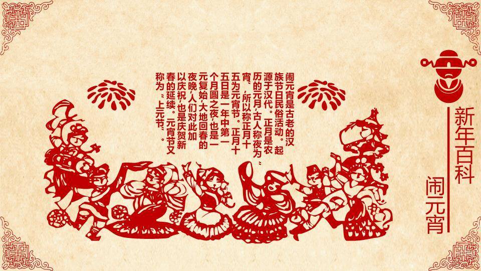 剪纸字体穿绳灯笼春节祝福PPT8