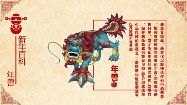 剪纸字体穿绳灯笼春节祝福PPT3