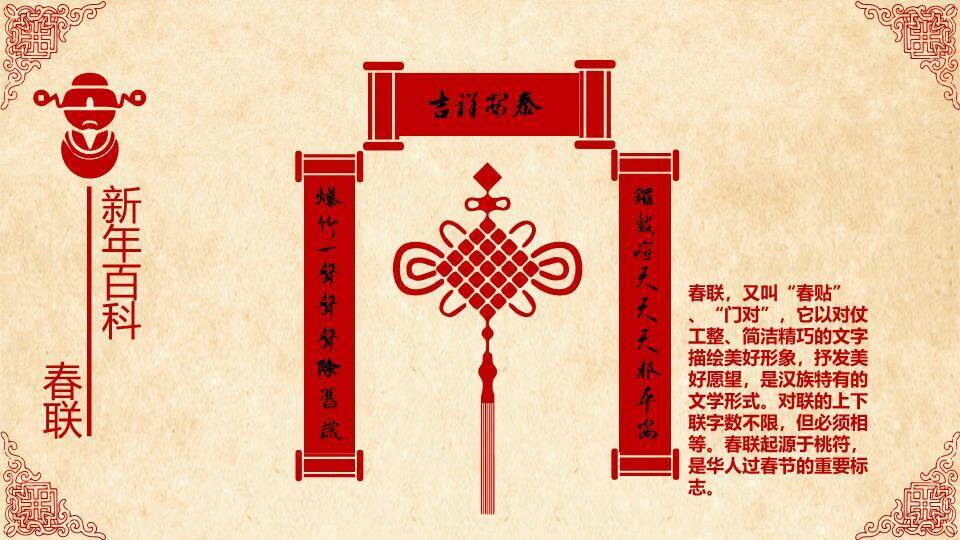 剪纸字体穿绳灯笼春节祝福PPT7