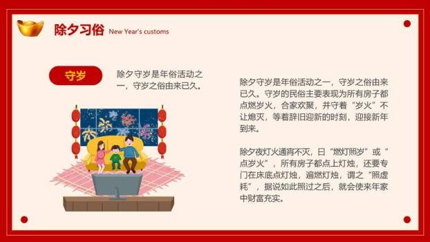 卷轴标题舞狮娃娃春节习俗PPT9
