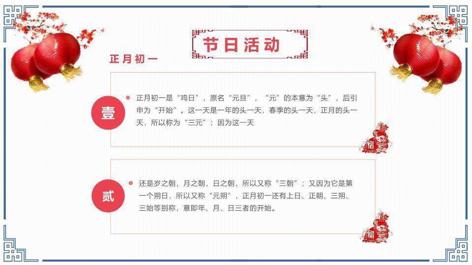 四角灯笼梅花春节习俗科普PPT9