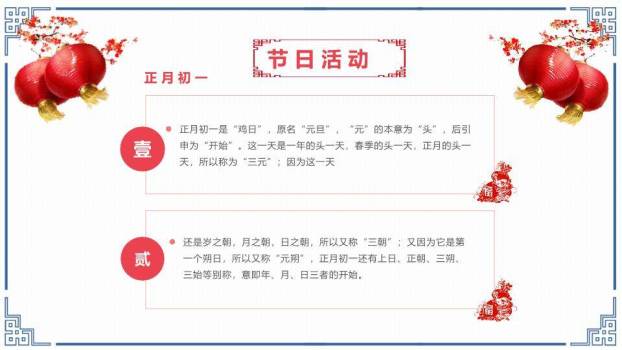 四角灯笼梅花春节习俗科普PPT9