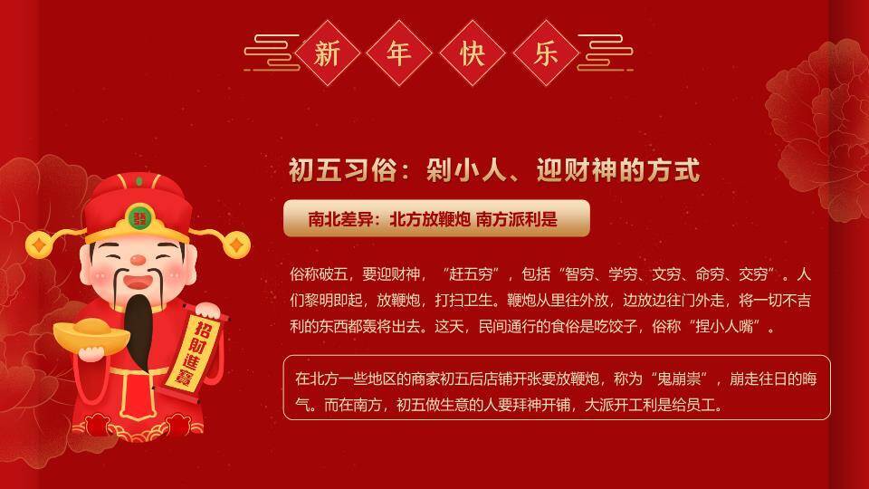 剪纸灯笼光斑南北方春节习俗PPT1