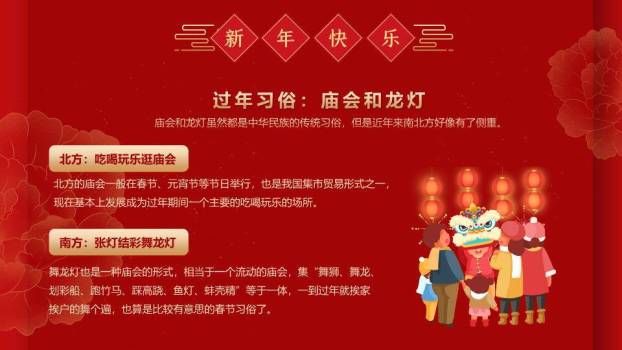 剪纸灯笼光斑南北方春节习俗PPT3