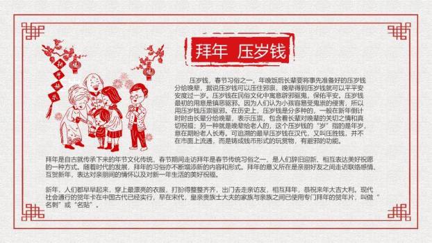 圆形拜年剪纸春节习俗介绍PPT7
