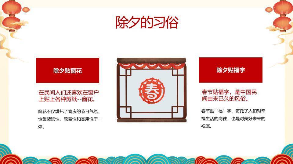 水墨山居串灯笼除夕习俗班会PPT7