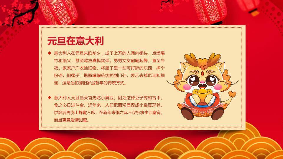 屋檐舞狮元旦快乐主题班会PPT1