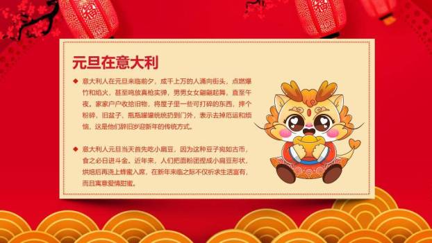 屋檐舞狮元旦快乐主题班会PPT1