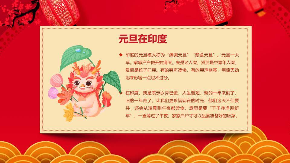 屋檐舞狮元旦快乐主题班会PPT2