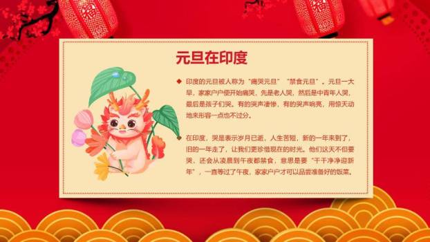 屋檐舞狮元旦快乐主题班会PPT2