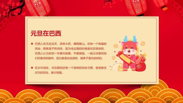 屋檐舞狮元旦快乐主题班会PPT3