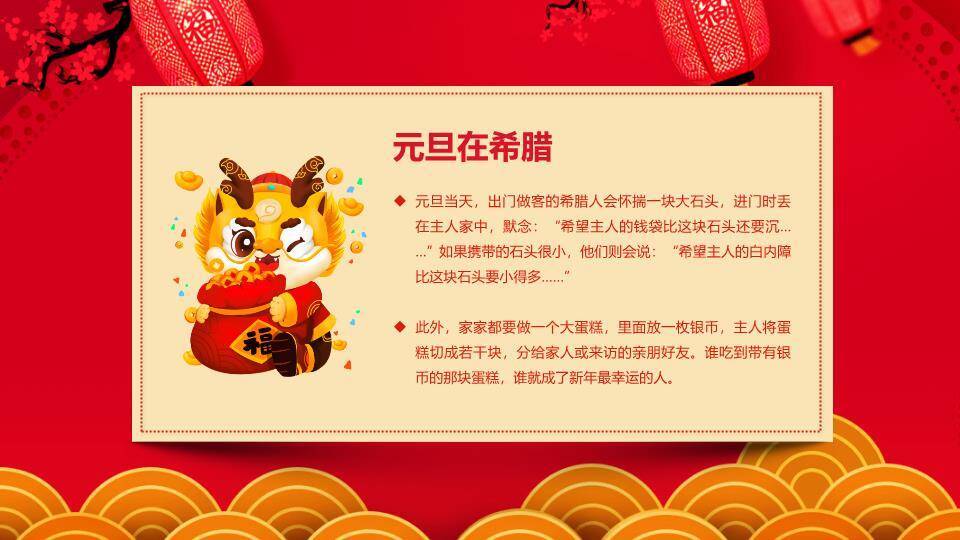 屋檐舞狮元旦快乐主题班会PPT4