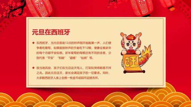 屋檐舞狮元旦快乐主题班会PPT5