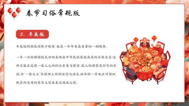 骏马牡丹诗画春节文化科普PPT1