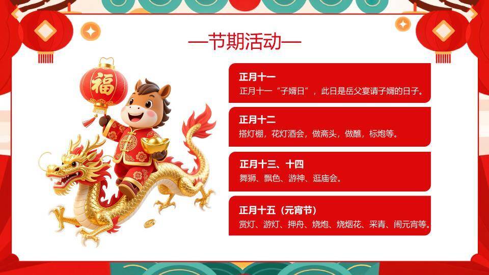 Q版小马迎福马年主题班会PPT7