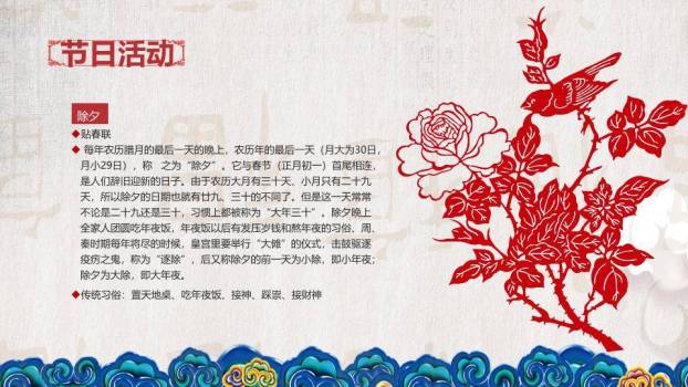 麻布剪纸花鸟春节习俗科普PPT8