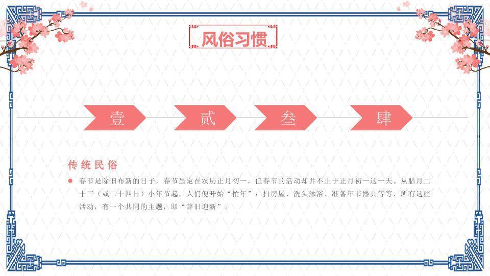 飞檐梅花春节习俗简洁版PPT1