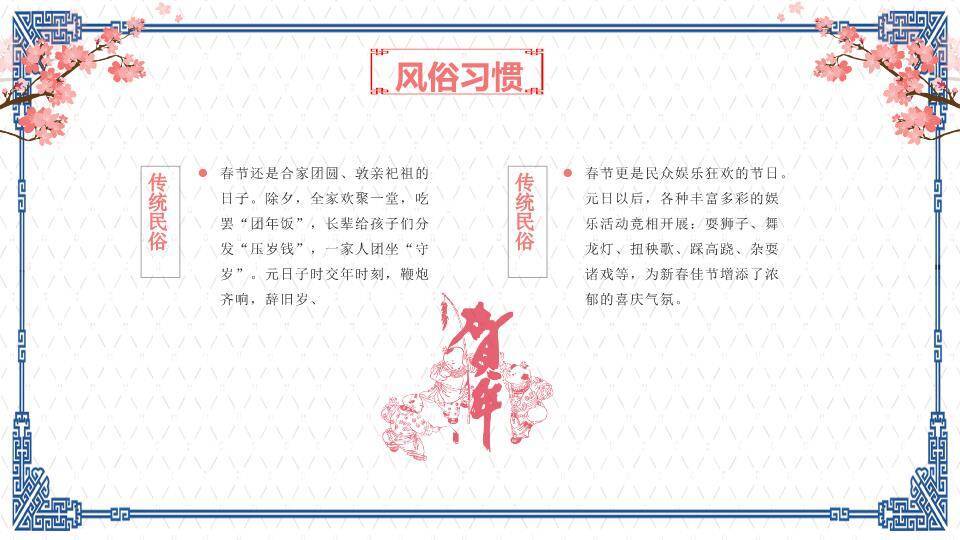 飞檐梅花春节习俗简洁版PPT2