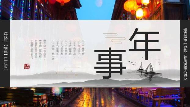 水墨街景年事习俗时间线PPT0