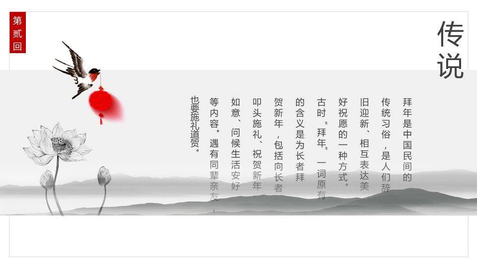 水墨街景年事习俗时间线PPT5