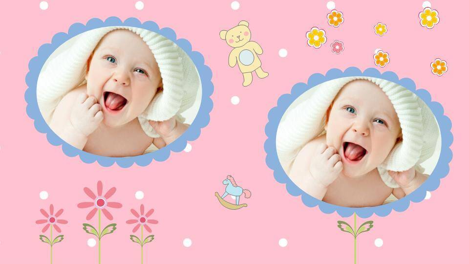 宝宝满月宴动态相册PPT模板8