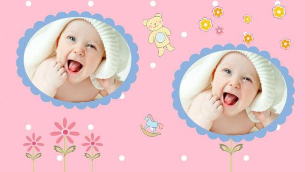 宝宝满月宴动态相册PPT模板8