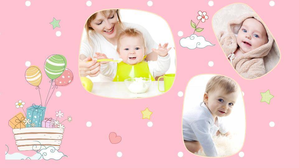 宝宝满月宴动态相册PPT模板9