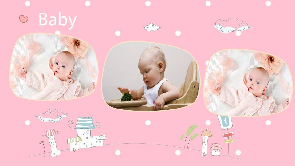 宝宝满月宴动态相册PPT模板1