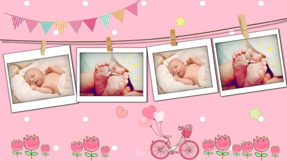 宝宝满月宴动态相册PPT模板4